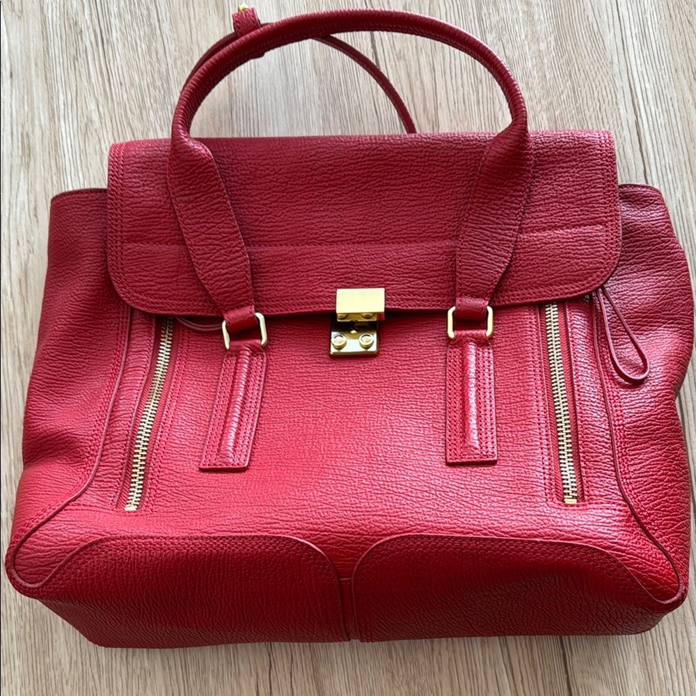 3.1 Phillip Lim Red Leather Tote Bag